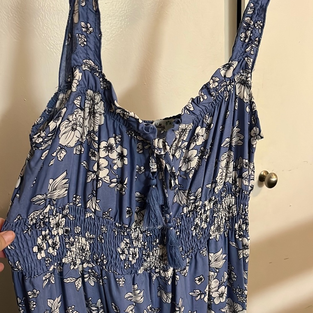 Sky blue Maxi dress with white flowers Size XL